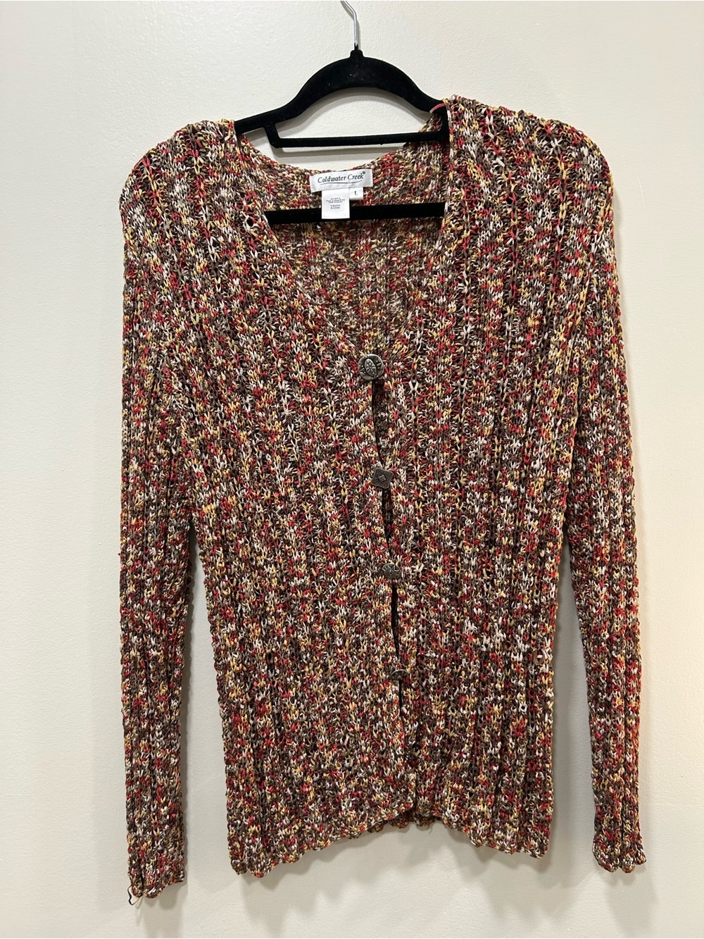Coldwater Creek Rainbow Knit Cardigan